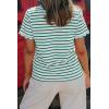 image:imageLALAGEN Womens Summer Tops Red Stripe Scalloped Trim Round Neck T ShirtGreen Stripe