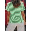 image:imageLALAGEN Womens Summer Tops Red Stripe Scalloped Trim Round Neck T ShirtGreen Stripe1