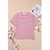 image:imageLALAGEN Womens Summer Tops Red Stripe Scalloped Trim Round Neck T ShirtRed Stripe