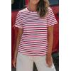 image:imageLALAGEN Womens Summer Tops Red Stripe Scalloped Trim Round Neck T ShirtRed Stripe