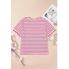 image:imageLALAGEN Womens Summer Tops Red Stripe Scalloped Trim Round Neck T ShirtRed Stripe