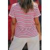 image:imageLALAGEN Womens Summer Tops Red Stripe Scalloped Trim Round Neck T ShirtRed Stripe