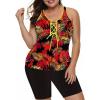 image:imageLALAGEN Womens 2026 Plus Size Tankini Swimsuits Rash Guard Capris Athletic Two Piece Swimwear Bathing Suits for Women S5XZblack and Red