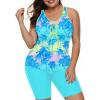 image:imageLALAGEN Womens 2026 Plus Size Tankini Swimsuits Rash Guard Capris Athletic Two Piece Swimwear Bathing Suits for Women S5XZblue Pink Yellows