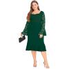 image:imageLALAGEN Womens 2024 Plus Size Lace Bell Sleeve Bodycon Mermaid Midi Dress Long Sleeve Cocktail Party Pencil Dress