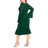 image:imageLALAGEN Womens 2024 Plus Size Lace Bell Sleeve Bodycon Mermaid Midi Dress Long Sleeve Cocktail Party Pencil Dress
