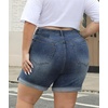 image:imageLALAGEN Women Plus Size Jean Shorts Stretchy High Waisted Distressed Ripped Denim Shorts Trendy Summer Casual JortsZdenim Blue