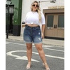 image:imageLALAGEN Women Plus Size Jean Shorts Stretchy High Waisted Distressed Ripped Denim Shorts Trendy Summer Casual JortsZdenim Blue