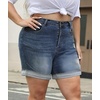 image:imageLALAGEN Women Plus Size Jean Shorts Stretchy High Waisted Distressed Ripped Denim Shorts Trendy Summer Casual JortsZdenim Blue