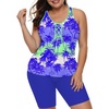 image:imageLALAGEN Womens 2026 Plus Size Tankini Swimsuits Rash Guard Capris Athletic Two Piece Swimwear Bathing Suits for Women S5XZpurple Tropical