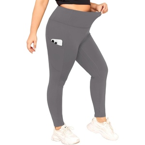 image:imageLALAGEN Plus Size Leggings for Women with PocketsHigh Waisted Compression Tummy Control Workout Gym 78 Length Yoga PantsZgrey Purple