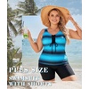 image:imageWomens 2026 Plus Size Tankini Swimsuits Rash Guard Capris Athletic Two Piece Swimwear Bathing Suits for Women S5XBlue