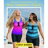 image:imageWomens 2026 Plus Size Tankini Swimsuits Rash Guard Capris Athletic Two Piece Swimwear Bathing Suits for Women S5XBlue