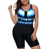 image:imageWomens 2026 Plus Size Tankini Swimsuits Rash Guard Capris Athletic Two Piece Swimwear Bathing Suits for Women S5XBlue Lightning