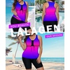 image:imageWomens 2026 Plus Size Tankini Swimsuits Rash Guard Capris Athletic Two Piece Swimwear Bathing Suits for Women S5XBlue Purple