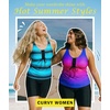image:imageWomens 2026 Plus Size Tankini Swimsuits Rash Guard Capris Athletic Two Piece Swimwear Bathing Suits for Women S5XBlue Purple