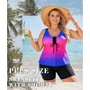 image:imageWomens 2026 Plus Size Tankini Swimsuits Rash Guard Capris Athletic Two Piece Swimwear Bathing Suits for Women S5XBlue Purple