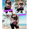 image:imageWomens 2026 Plus Size Tankini Swimsuits Rash Guard Capris Athletic Two Piece Swimwear Bathing Suits for Women S5XFloral White Pink