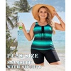 image:imageWomens 2026 Plus Size Tankini Swimsuits Rash Guard Capris Athletic Two Piece Swimwear Bathing Suits for Women S5XGreen