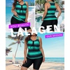 image:imageWomens 2026 Plus Size Tankini Swimsuits Rash Guard Capris Athletic Two Piece Swimwear Bathing Suits for Women S5XGreen