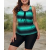 image:imageWomens 2026 Plus Size Tankini Swimsuits Rash Guard Capris Athletic Two Piece Swimwear Bathing Suits for Women S5XGreen
