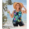 image:imageWomens 2026 Plus Size Tankini Swimsuits Rash Guard Capris Athletic Two Piece Swimwear Bathing Suits for Women S5XPrint Floral