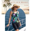 image:imageWomens 2026 Plus Size Tankini Swimsuits Rash Guard Capris Athletic Two Piece Swimwear Bathing Suits for Women S5XPrint Floral