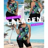 image:imageWomens 2026 Plus Size Tankini Swimsuits Rash Guard Capris Athletic Two Piece Swimwear Bathing Suits for Women S5XPrint Floral