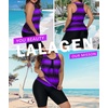 image:imageWomens 2026 Plus Size Tankini Swimsuits Rash Guard Capris Athletic Two Piece Swimwear Bathing Suits for Women S5XPurple
