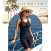 image:imageWomens 2026 Plus Size Tankini Swimsuits Rash Guard Capris Athletic Two Piece Swimwear Bathing Suits for Women S5XSolid Black