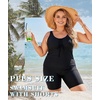 image:imageWomens 2026 Plus Size Tankini Swimsuits Rash Guard Capris Athletic Two Piece Swimwear Bathing Suits for Women S5XSolid Black