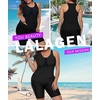 image:imageWomens 2026 Plus Size Tankini Swimsuits Rash Guard Capris Athletic Two Piece Swimwear Bathing Suits for Women S5XSolid Black