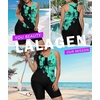 image:imageWomens 2026 Plus Size Tankini Swimsuits Rash Guard Capris Athletic Two Piece Swimwear Bathing Suits for Women S5XZblack Blue Flower