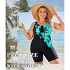 image:imageWomens 2026 Plus Size Tankini Swimsuits Rash Guard Capris Athletic Two Piece Swimwear Bathing Suits for Women S5XZblack Blue Flower