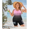 image:imageWomens 2026 Plus Size Tankini Swimsuits Rash Guard Capris Athletic Two Piece Swimwear Bathing Suits for Women S5XZpink Black Dots