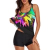 image:imageWomens Plus Size Tankini Swimsuit Two Piece Bathing Suits Swim Tank Top with Boy ShortColorful Sunflower