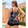 image:imageWomens Plus Size Tankini Swimsuit Two Piece Bathing Suits Swim Tank Top with Boy ShortFloral Navy