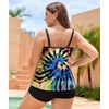 image:imageWomens Plus Size Tankini Swimsuit Two Piece Bathing Suits Swim Tank Top with Boy ShortRainbow
