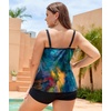 image:imageWomens Plus Size Tankini Swimsuit Two Piece Bathing Suits Swim Tank Top with Boy ShortTie Dye Green