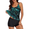 image:imageWomens Plus Size Tankini Swimsuit Two Piece Bathing Suits Swim Tank Top with Boy ShortZdark Green Black