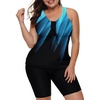 image:imageWomens 2026 Plus Size Tankini Swimsuits Rash Guard Capris Athletic Two Piece Swimwear Bathing Suits for Women S5XBlack Blue