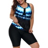 image:imageWomens 2026 Plus Size Tankini Swimsuits Rash Guard Capris Athletic Two Piece Swimwear Bathing Suits for Women S5XBlue Lightning