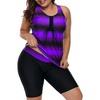 image:imageWomens 2026 Plus Size Tankini Swimsuits Rash Guard Capris Athletic Two Piece Swimwear Bathing Suits for Women S5XPurple