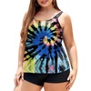 image:imageWomens Plus Size Tankini Swimsuit Two Piece Bathing Suits Swim Tank Top with Boy ShortRainbow