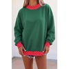 image:imageLALAGEN Sweatshirt for Women Dark Green Colorblock Polka Dot Contrast Trim Oversized SweatshirtDark Green