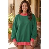image:imageLALAGEN Sweatshirt for Women Dark Green Colorblock Polka Dot Contrast Trim Oversized SweatshirtDark Green