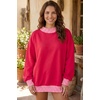 image:imageLALAGEN Sweatshirt for Women Dark Green Colorblock Polka Dot Contrast Trim Oversized SweatshirtFiery Red