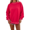 image:imageLALAGEN Sweatshirt for Women Dark Green Colorblock Polka Dot Contrast Trim Oversized SweatshirtRed