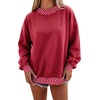 image:imageLALAGEN Sweatshirt for Women Dark Green Colorblock Polka Dot Contrast Trim Oversized SweatshirtRed Dahlia