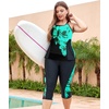 image:imageLALAGEN Womens Plus Size Tankini Swimsuits Rash Guard Capris Two Piece Swim Bathing Suits with Pants 2026 Modest SwimwearBlack Blue Flower